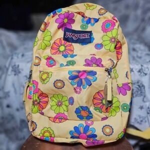 JanSport Cross Town Backpack with Water Bottle Pocket Power To The Flower